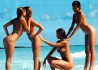 Sweet girls caught nude on wild exotic beach touch each other