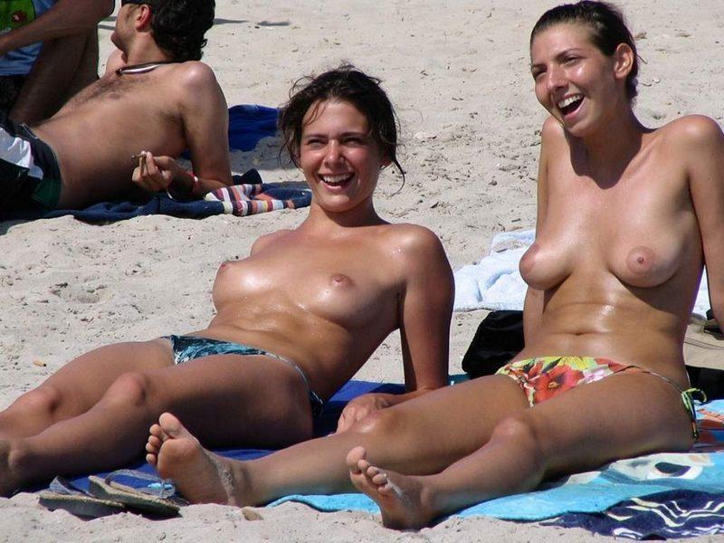 Hammering big titty babes enjoying a sunny day and sunbathing their perky tits