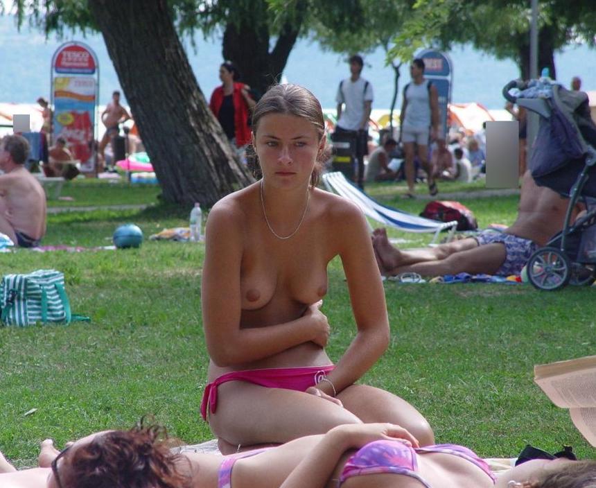 Shy gorgeous teen on picnic camp reveal some sweet tiny tits and pink panties