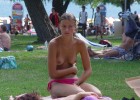 Shy gorgeous teen on picnic camp reveal some sweet tiny tits and pink panties